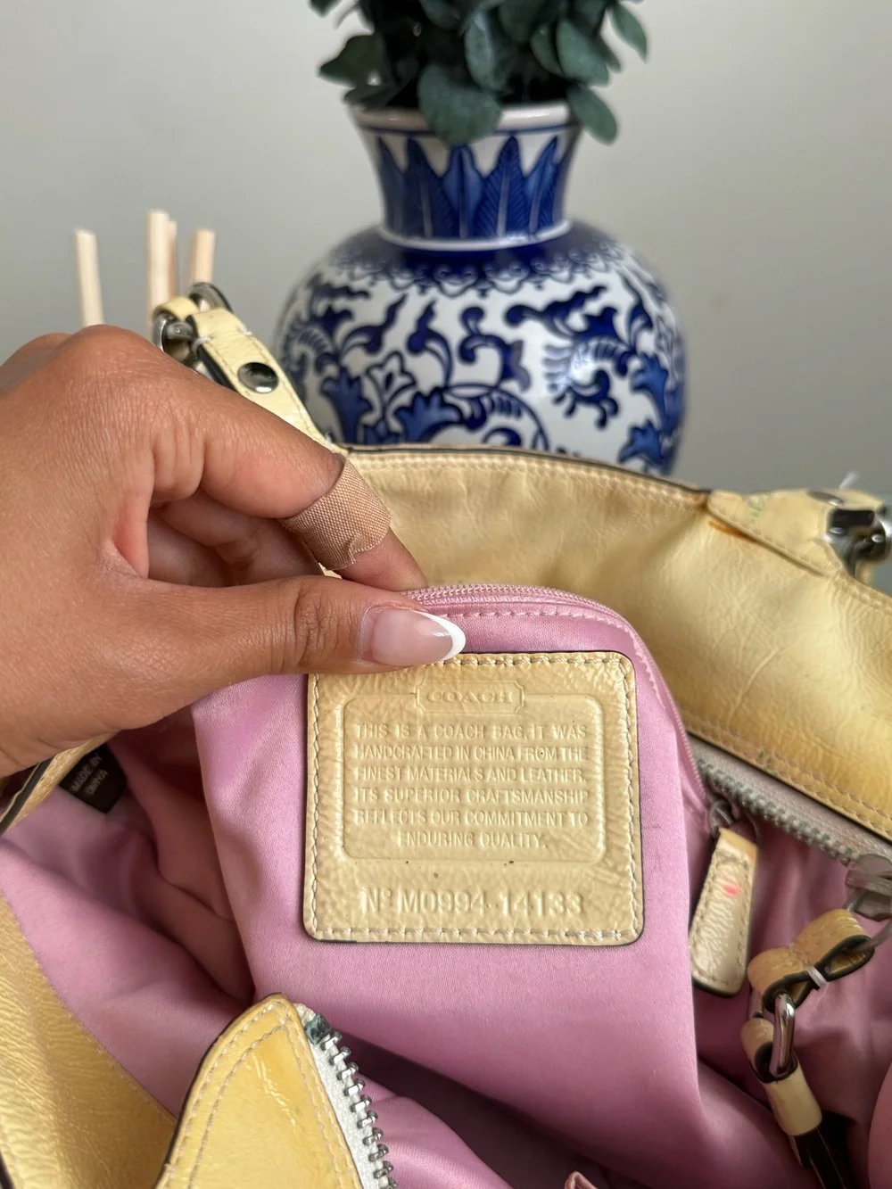 Coach Beige Signature Tote Bag with Gold Trim